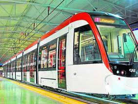 Tranvía para la ciudad alemana de Friburgo, fabricado el pasado año en la planta zaragozana de CAF.